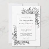 Wit en zwart groen bruiloft foto kaart (Voorkant)