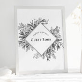 Wit en zwart groen Bruiloft Gast Boek Sign Poster
