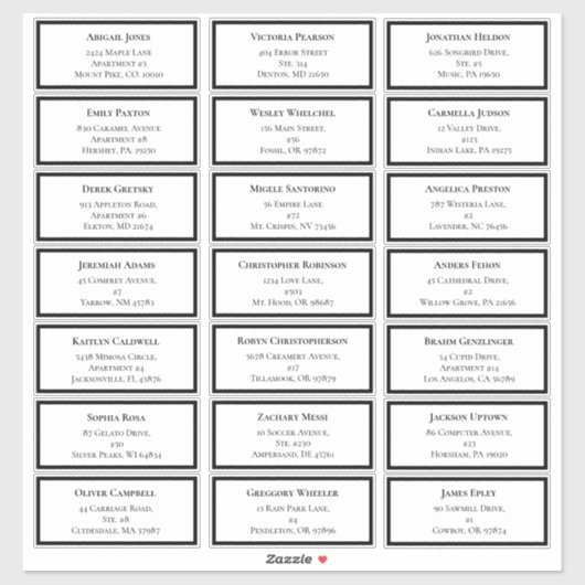 Wit en zwart groen bruiloft gastadres sticker (Vel)