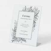 Wit en zwart groen bruiloft gunsten reclamebord met voetstuk (Voorkant)