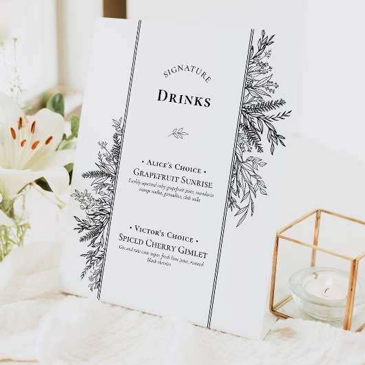 Wit en zwart groen bruiloft handtekening Drinken Reclamebord Met Voetstuk