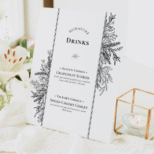Wit en zwart groen bruiloft handtekening Drinken Reclamebord Met Voetstuk
