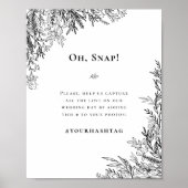 Wit en zwart groen bruiloft hashtag poster (Voorkant)