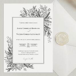 Wit en zwart groen bruiloft kaart