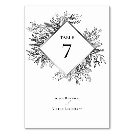 Wit en zwart groen bruiloft kaart (Voorkant)