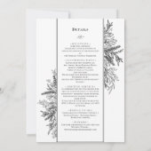 Wit en Zwart Groen Bruiloft Monogram Details Kaart (Achterkant)