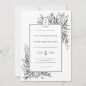 Wit en Zwart Groen Bruiloft Monogram Foto Kaart (Voorkant)