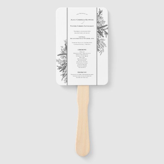 Wit en zwart groen bruiloft programma handwaaier (Voorkant)