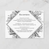 Wit en zwart groen bruiloft receptie informatiekaartje (Voorkant)