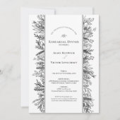 Wit en zwart groen bruiloft repetitie diner kaart (Voorkant)