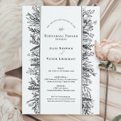 Wit en zwart groen bruiloft repetitie diner kaart