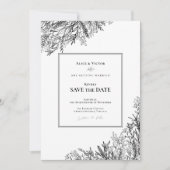 Wit en zwart groen bruiloft save the date (Voorkant)