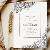 Wit en zwart groen bruiloft save the date