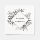 Wit en zwart groen bruiloft servet (Voorkant)