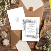 Wit en zwart groen huwelijksmonogram save the date