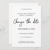 Wit en zwart handschrift Verander de Datum - Wit Kaart (Voorkant / Achterkant)