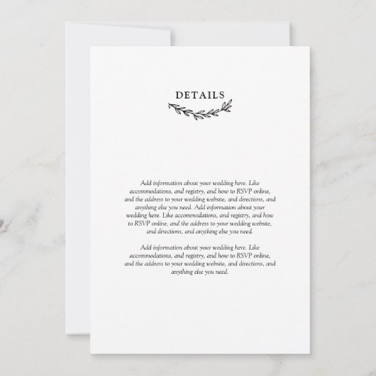 Wit en zwart hart, 2-in-1 bruiloft Invitati Kaart (Achterkant)