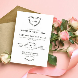 Wit en zwart hart, 2-in-1 bruiloft Invitati Kaart