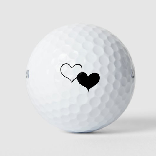 Wit en zwart hart houden van kunst golfballen (Voorkant)