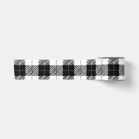 Wit en zwart herringbone tartan lint (Voorkant)