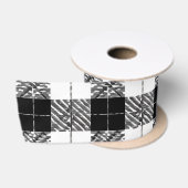 Wit en zwart herringbone tartan lint (Spoel)