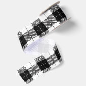 Wit en zwart herringbone tartan lint (Achterkant)