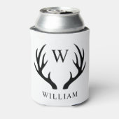 wit en zwart hertengewei monogram blikjeskoeler (Blikje Achterkant)