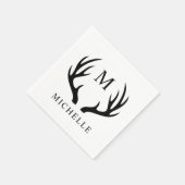  wit en zwart hertengewei monogram servet (Hoek)