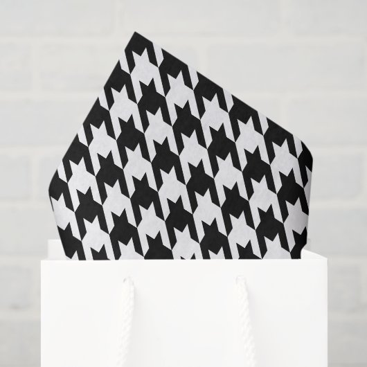 Wit en Zwart Houndstooth Tissuepapier (Cadeauzakje)