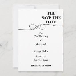 Wit en Zwart Infinity Sla de datum op Save The Date