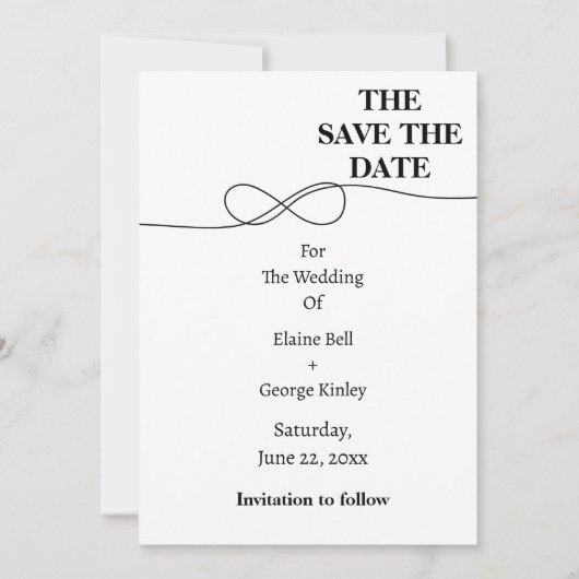 Wit en Zwart Infinity Sla de datum op Save The Date (Voorkant)