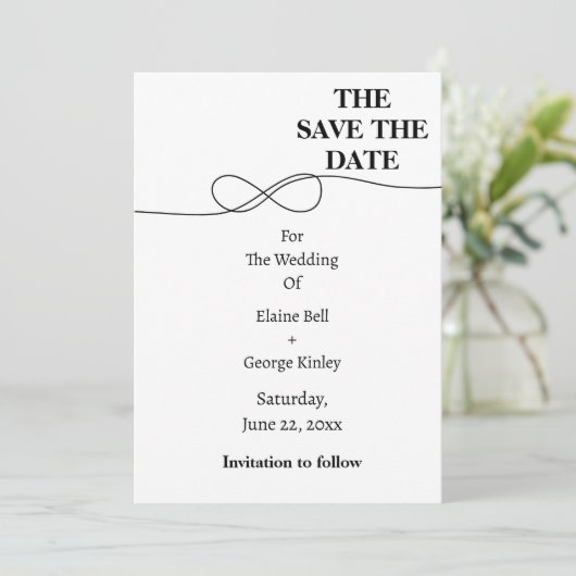 Wit en Zwart Infinity Sla de datum op Save The Date (Staand voorkant)