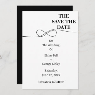 Wit en Zwart Infinity Sla de datum op Save The Date