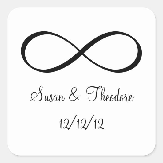 Wit en Zwart Infinity Symbool Save the Date Vierkante Sticker (Voorkant)