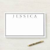 Wit en zwart | JOUW NAAM Post-it® Notes (Op bureau)