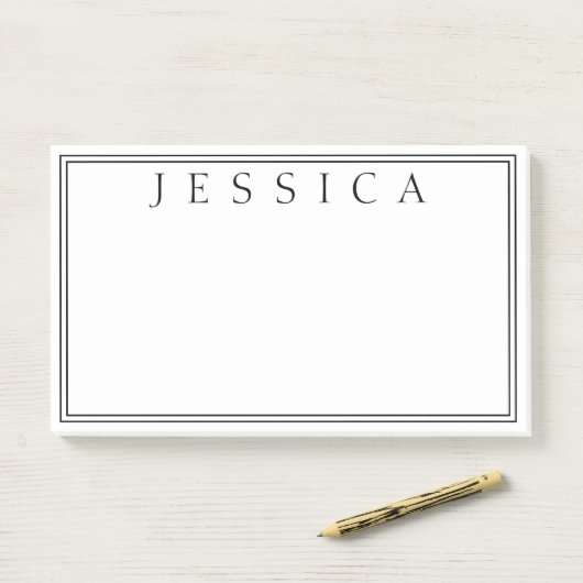 Wit en zwart | JOUW NAAM Post-it® Notes (Op bureau)