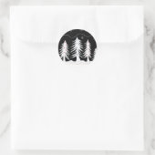 Wit en zwart kersttafereel ronde sticker (Tas)