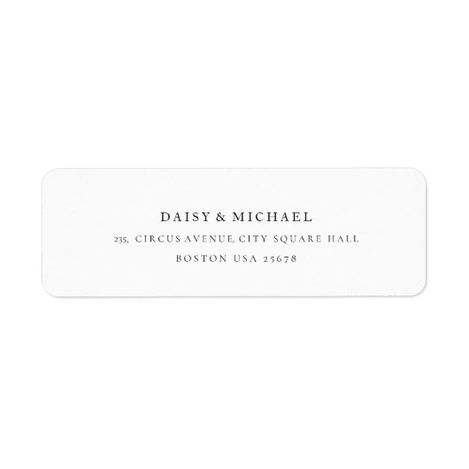 Wit en Zwart Klassiek Modern Retour Adres L Etiket (Voorkant)