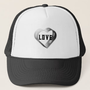 Wit en Zwart Liefdeshart tekst afbeelding Honkbal Trucker Pet