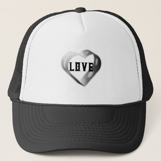 Wit en Zwart Liefdeshart tekst afbeelding Honkbal Trucker Pet (Voorkant)