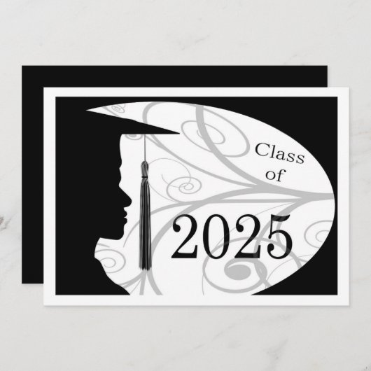 Wit en Zwart Man Silhouette 2025 Kaart (Voorkant / Achterkant)