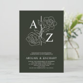Wit en Zwart Minimale Monogram Bruiloft Kaart (Staand voorkant)