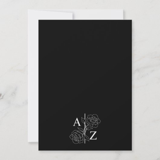 Wit en Zwart Minimale Monogram Bruiloft Kaart (Achterkant)