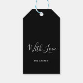 Wit en Zwart Minimalistisch Met Liefde Cadeaulabel (Voorkant)