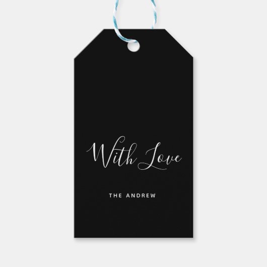 Wit en Zwart Minimalistisch Met Liefde Cadeaulabel (Voorkant)
