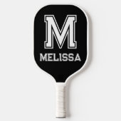 Wit en Zwart Minimalistisch Modern Monogram Pickleball Paddle (Voorkant)