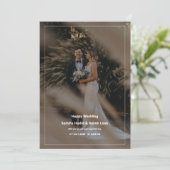 Wit en zwart minimalistische bruiloft kaart (Staand voorkant)