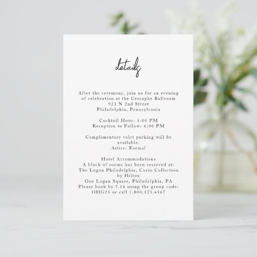 Wit en zwart Minimalistische Details Behuizing Kaa Informatiekaartje (Staand voorkant)