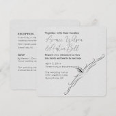 Wit en Zwart Minimalistische Huwelijksuitnodiging Kaart (Voorkant / Achterkant)