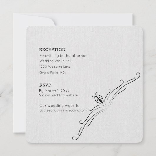 Wit en Zwart Minimalistische Huwelijksuitnodiging Kaart (Achterkant)